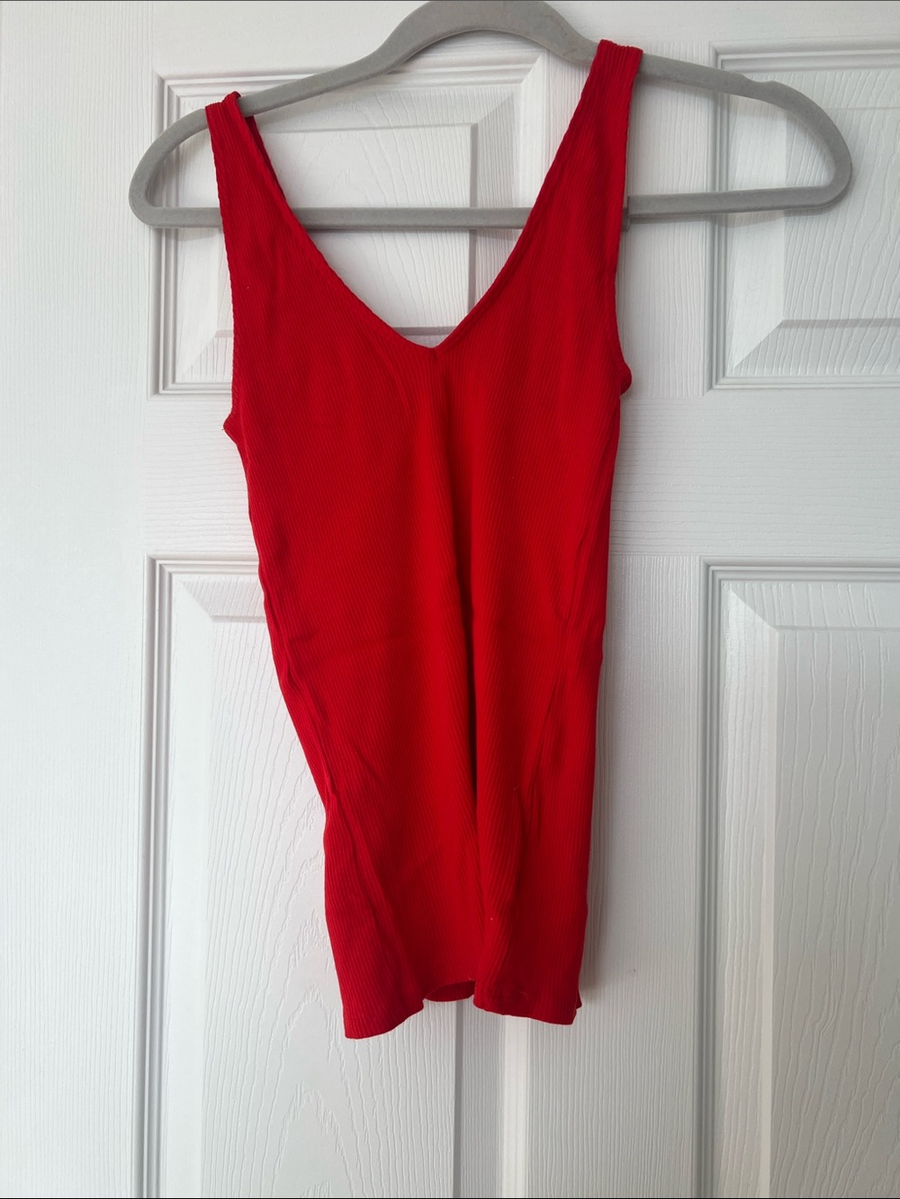 Express Red Ribbed Tank Top